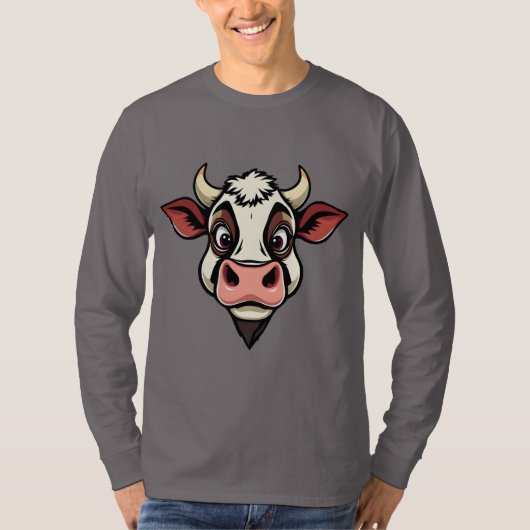 T-shirt Design d'impression de vache de dessin (Devant)