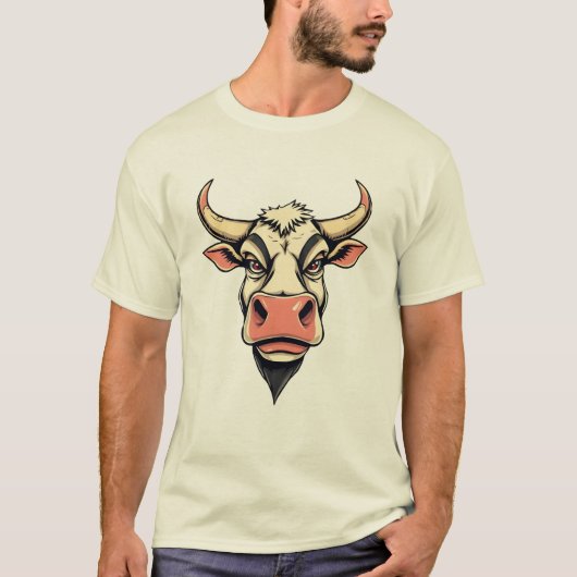 T-shirt Design d'impression de vache de dessin (Devant)