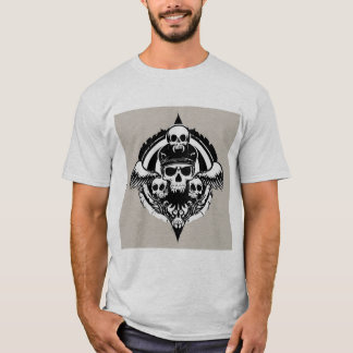 T-shirt Design du crâne avec ailes et symboles