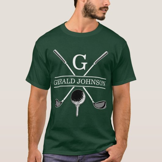 T-shirt Design élégant de monogramme de golf (Devant)
