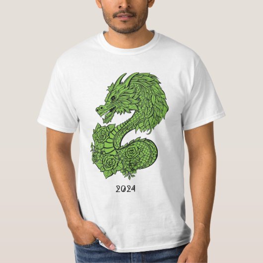 t-shirt design en bois vert dragon (Devant)