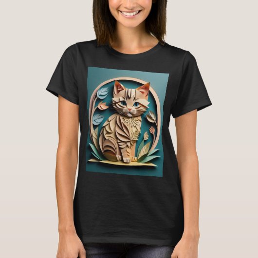 T-shirt design en papier 3D Art Kitten (Devant)