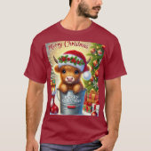 T-Shirt Design exclusif de Noël Highland Cow. (Devant)