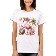 Design Flamant rose Rose Sur Vêtements Dames