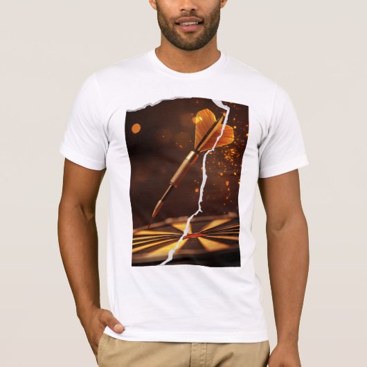 T-shirt Design fléchette dorée éclats et style déchiré (Devant)