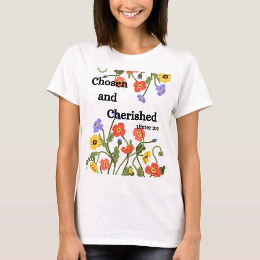 T-shirt Design floral avec verset bible (Devant)