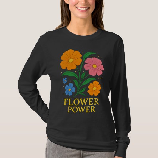 T-shirt Design floral rétro "Flower Power" (Devant)