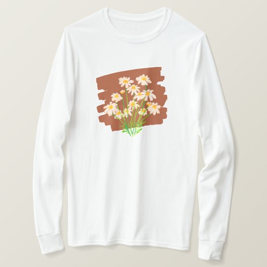 T-shirt Design floral rustique sur arrière - plan brun (Design devant)