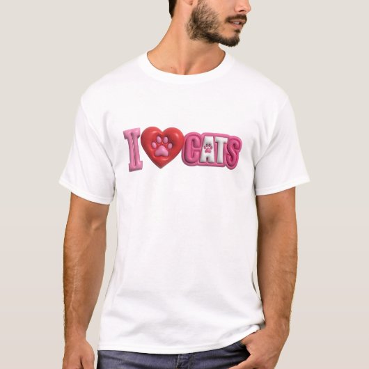 T-shirt Design Fun & Funky Rose "J'ADORE LES CHATS" (Devant)