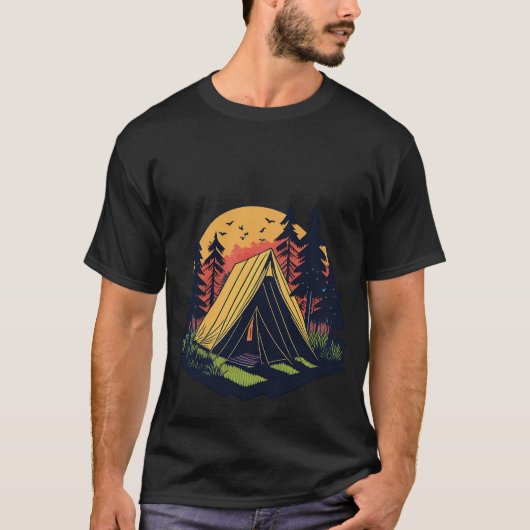 t-shirt design graphique, design plat d'une tente (Devant)