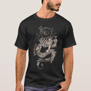 T-shirt Design graphique White Dragon Sketch