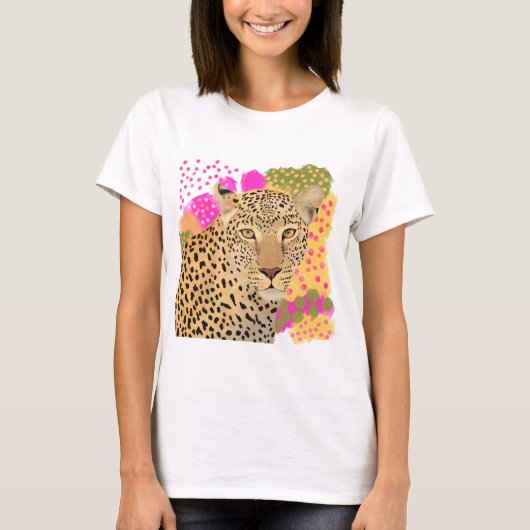 T-shirt Design léopard coloré moderne (Devant)