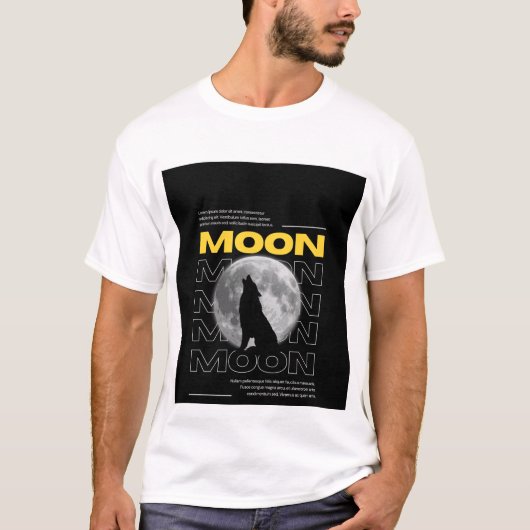 T-shirt design loup et lune (Devant)