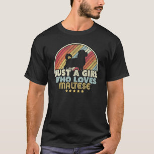 T-shirt Design Maltais Rétro Juste Une Fille Qui Aime Le M