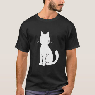T-shirt Design minimaliste silhouette de chat blanc