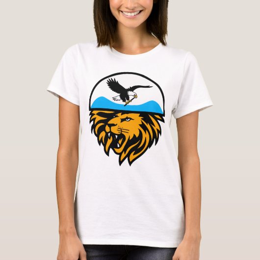 T-shirt Design moderne d'aigle et de lion avec demi-lune (Devant)