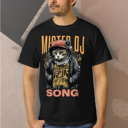 T-shirt Design moderne Funny Deejay chat Techno music Blac
