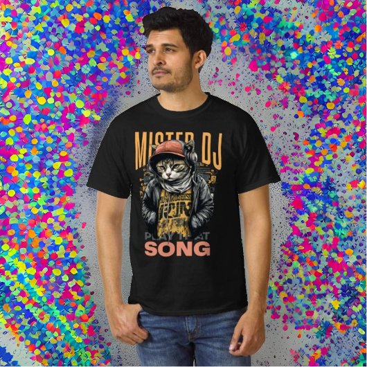 T-shirt Design moderne Funny Deejay chat Techno music Blac