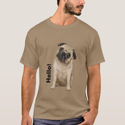 T-shirt Design moderne Hello Bulldog hommes beige (Devant)