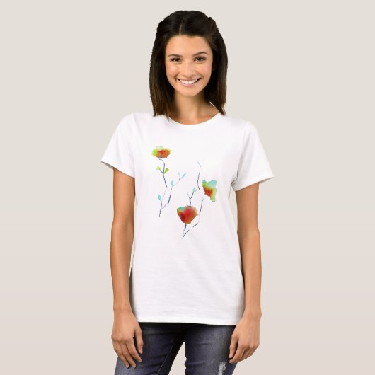 T-shirt Design moderne simple d'art floral abstrait (Devant entier)