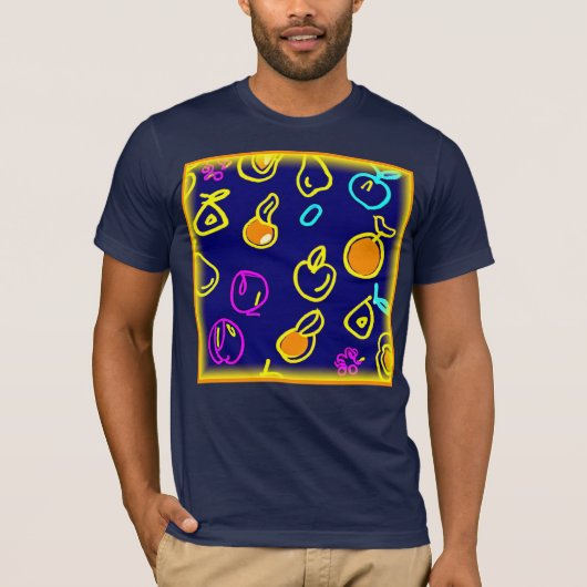 T-shirt Design Motif dynamique de fruits néons (Devant)