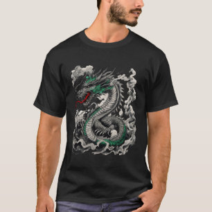T-shirt Design Mythologique Dragon Tattoo Avec Noir