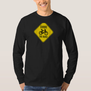 T-shirt Design On Back Share The Road Sign With Bicycle