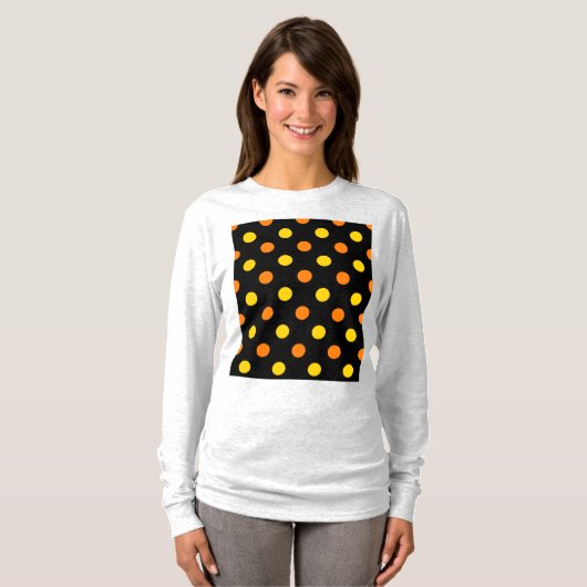 T-shirt Design Orange Jaune Sur Points noirs (Devant entier)