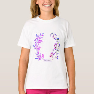 T-shirt Design original de fleurs et branches violettes