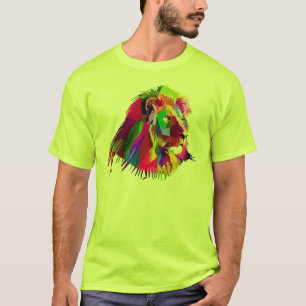 T-shirt Design Pristrique géométrique de la tête de lion