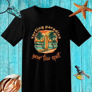 T-shirt Design rétro "paradis du surf" et nom du spot
