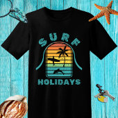 T-shirt Design rétro "Surfs vacances" avec surfer et palme