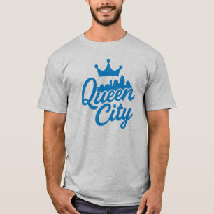T-shirt Design Skyline Queen City Charlotte - Couronne ble