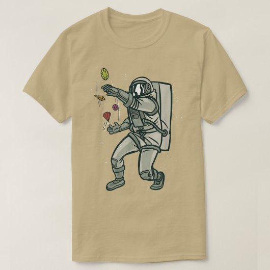 T-shirt Design spatial cool avec un astronaute jongle (Design devant)