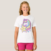 T-shirt Design Unicorn mignon pour filles d'anniversaire (Devant entier)