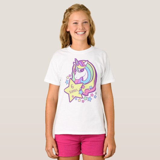 T-shirt Design Unicorn mignon pour filles d'anniversaire (Devant entier)