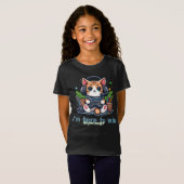T-Shirt Design unique d'un chat mignon jouant avec un jeu (Devant entier)