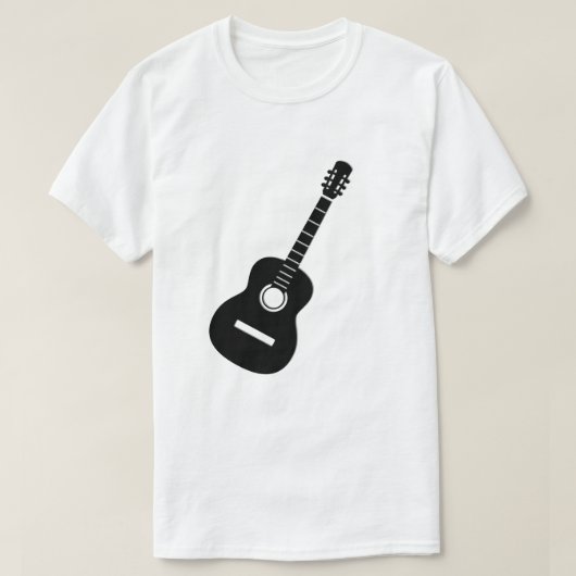 T-shirt Design unique Guitare en silhouette noire sur T bl (Design devant)