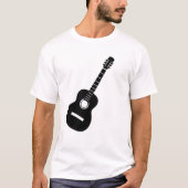T-shirt Design unique Guitare en silhouette noire sur T bl (Devant)