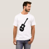 T-shirt Design unique Guitare en silhouette noire sur T bl (Devant entier)