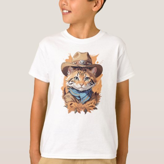 T-shirt Design vintage Cowboy Kitten (Devant)