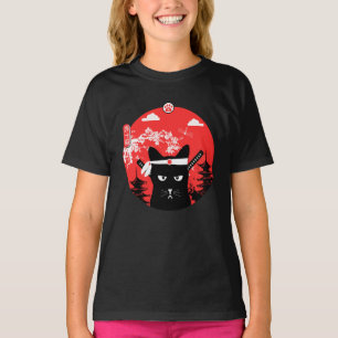 T-shirt Design vintage japonais de chat Ninja Art Style