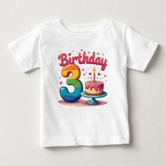 T-shirt design voor de verjaardag van een driejari