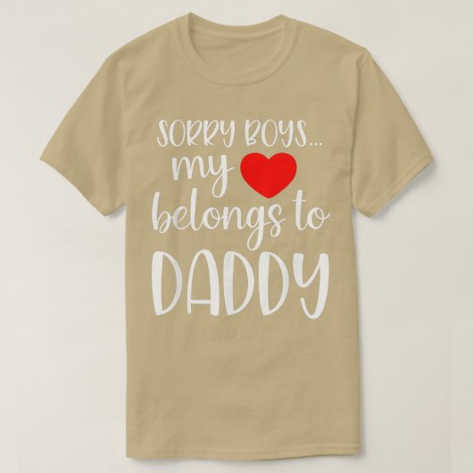 T-shirt Désolé Garçons Mon Coeur Appartient à Papa Fille V (Design devant)