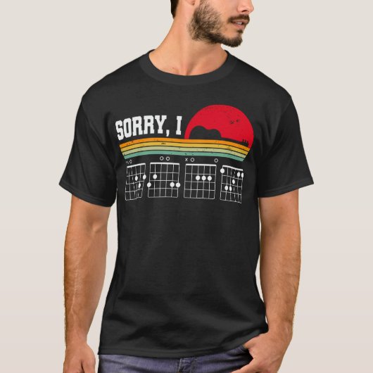 T-shirt Désolé, je m'en fiche Message Caché Guitare Rétro (Devant)