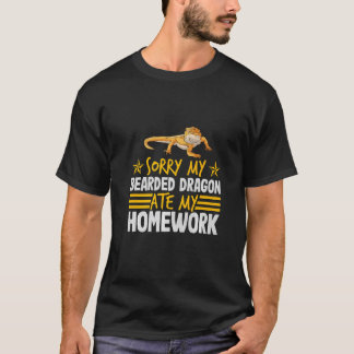 T-shirt Désolé, Mon Dragon Arboré A Mangé Mon Travail À La