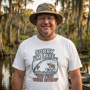 T-shirt Désolé pour le retard Les poissons mordaient l'app