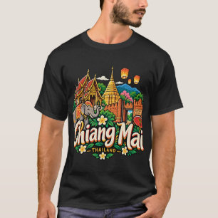 T-shirt Dessin à la main Chiang Mai Thaïlande Art de voyag