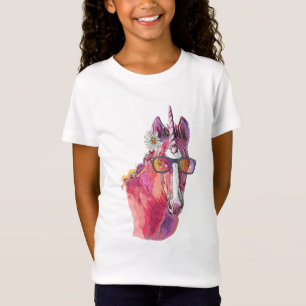 T-Shirt Dessin à la main Unicorne rose