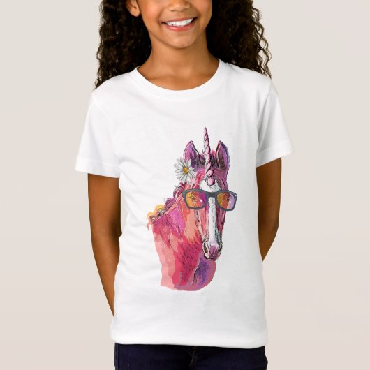 T-Shirt Dessin à la main Unicorne rose (Devant)